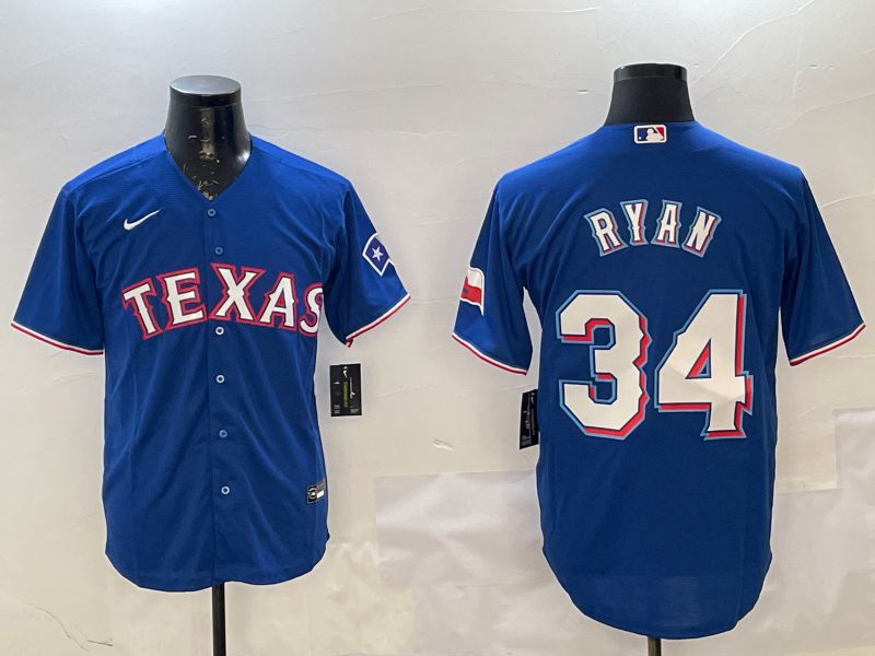 Men Texas Rangers 34 Ryan Blue Game 2025 Nike MLB Jersey style 1